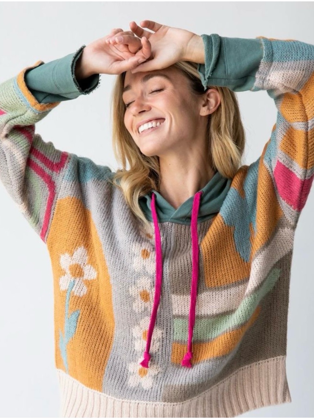 Natural Life Dreamer Jacquard Hooded Pullover Sweater